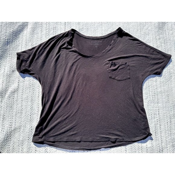 Everlane Shirt Extra Small Black Cropped Rayon Pocket Tee US Short Sleeve Womens - Picture 4 of 7